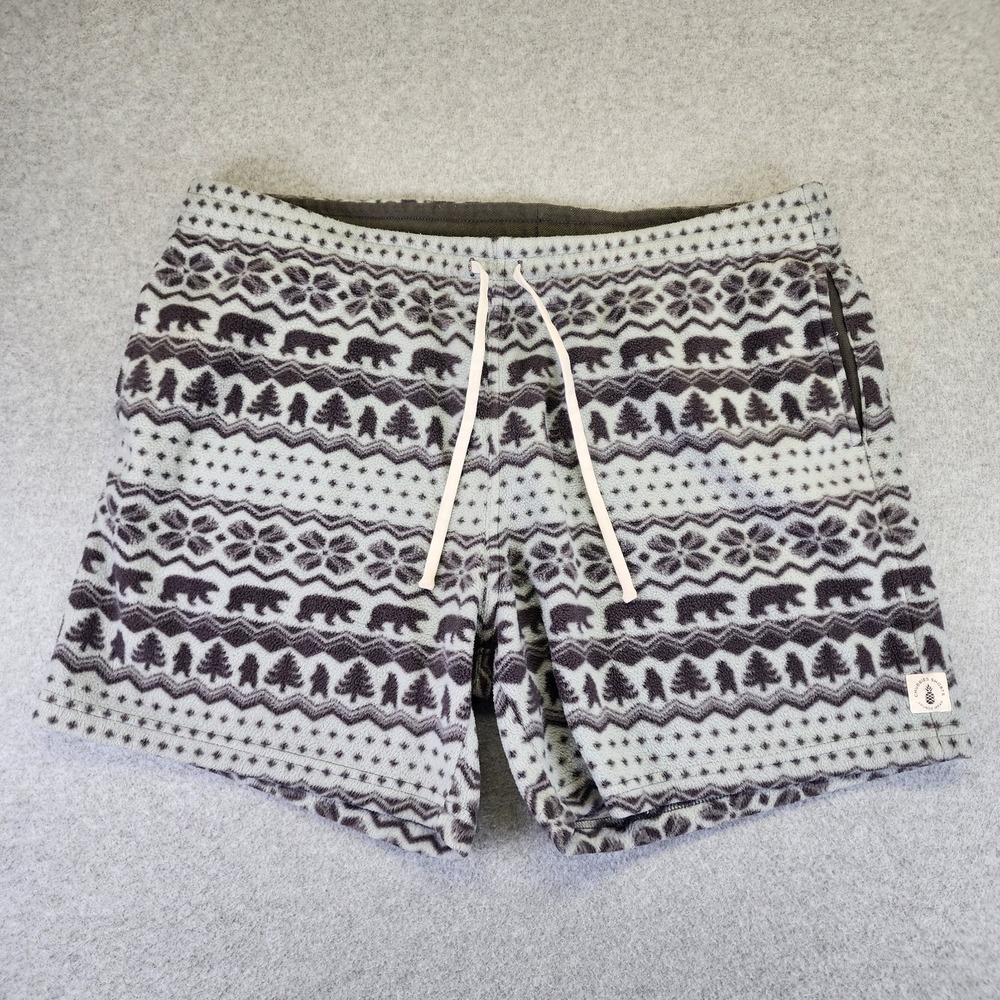 Chubbies Mens XXL 2XL Fleece Lounge Shorts Gray Fair Isle Bear Sweat Shorts